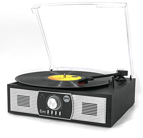 CNBYDK Giradischi in Vinile a 3 velocità, Giradischi Portatile con Altoparlanti Stereo, Supporta USB, Uscita RCA Jack per Cuffie Cellulari Riproduzione Musicale Giradischi Bluet
