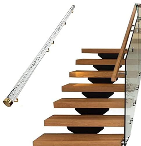 Transparenter Acryl-Handlauf für Treppen, 6 m Länge, mit Metallhalterung, 200 kg Tragkraft, ideal für Flur, Veranda, Dachboden, goldfarbene Halterung, 150 cm Größe