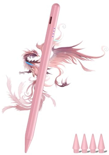 Stift für Apple iPad 2018-2026, 2X Schnellladung, Neigungssensitivität und Palm Rejection Stylus Pencil kompatibel mit iPad 11(A16)/10/9/8/7/6, iPad Pro M5/M4/12.9/11, Air M3/M2/5/4/3, Mini 6/5-Rosa