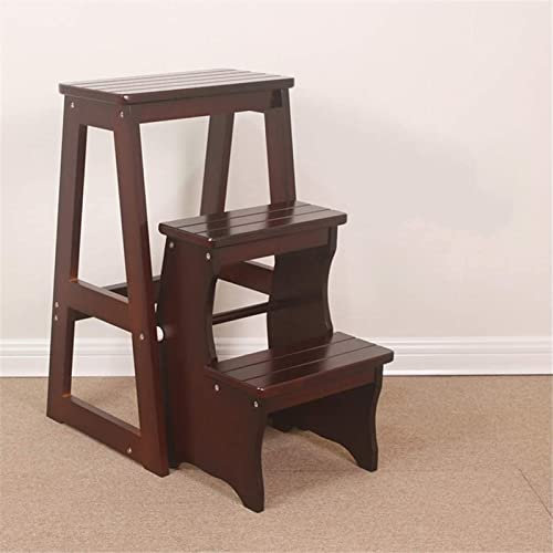 Escabeau de cuisine pliable à 3 marches en bois avec petit banc de pied Charge maximale 150 kg