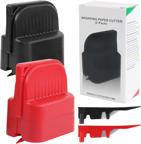 Yuentoen Geschenkpapier Schneider mit Rädern,Papierschneider,Geschenkpapierschneider mit 2 Ersatzklingen,Geschenkpapierrollen-Schneidewerkzeug für verschiedene Rollen und Papiere(2 Stück)