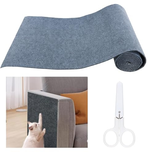 Anseom Selbstklebend Kratzmatte Katze DIY Kratzbrett Katze 40×200cm Kratzteppich Katze Katzenkratzmatte für Möbel Couch Sofa Wand Tür Schutz (Grau)