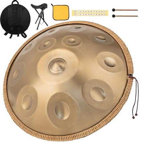 440Hz Handpan Drum 12 Tonos 22 Pulgadas Handpan Instrument Handpan Music Rey Menor Diseñado para Músicos Expertos Steel Drum Ideal para Aficionados a la Meditación y Ensembles Musicales