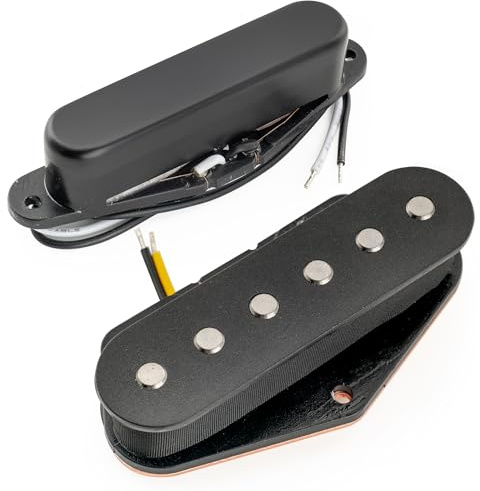 Musiclily Pro TL-60S Alnico 5 Single Coil Tonabnehmer Hals Steg Pickups Set 8K/7,3K für Tele Style E-Gitarre, Schwarz | 8.2K/7.3K, für Tele Style E-Gitarre
