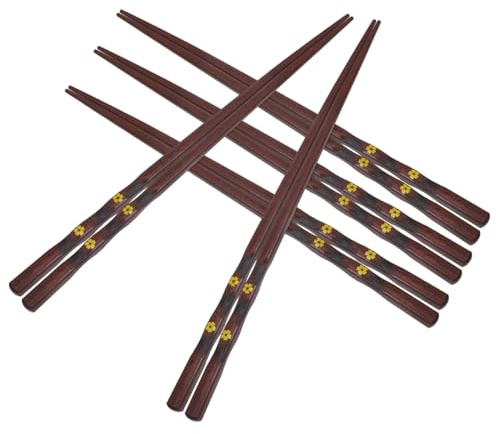 Hohopeti Palillos Reutilizables Antideslizantes de Madera y Aptos para Lavavajillas Juego de 5 Pares Estilo Japonés Caja Temática de Viento Elegante