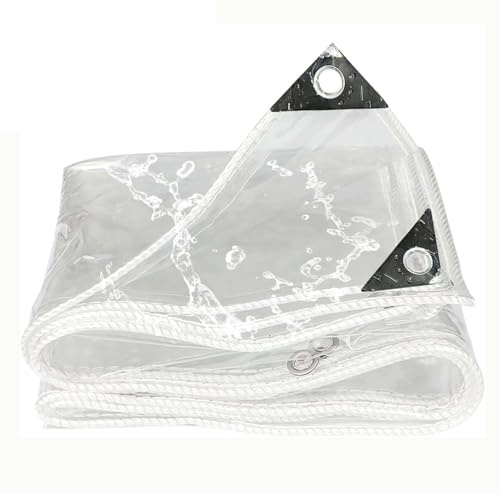 Amunpitic Telo in PVC Trasparente per Esterno 1x14m, Telone Trasparente Occhiellato per Esterno, Teloni Plastica Trasparente Impermeabile, per Esterni della Mobilia, Terrazze