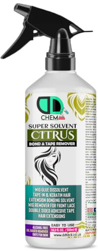 Citrus Super Solvent Bond & Tape Remover, Hair Extensions Remover Easy to Use Adhesive Tape Remover Wig Glue Dissolvent Gentle on skin best multipurpose remover Alcohol free (500ml Spray)