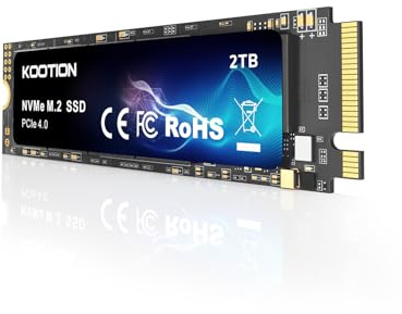 KOOTION SSD 2TB Nvme SSD PCIe 4.0 Interne Festplatte 5200MB/s Lesen, 4500MB/s Schreiben, 2 TB SSD 3D NAND Flash Interne Solid-State-Laufwerk für PS5, Programme, Gaming und Videoschnitt