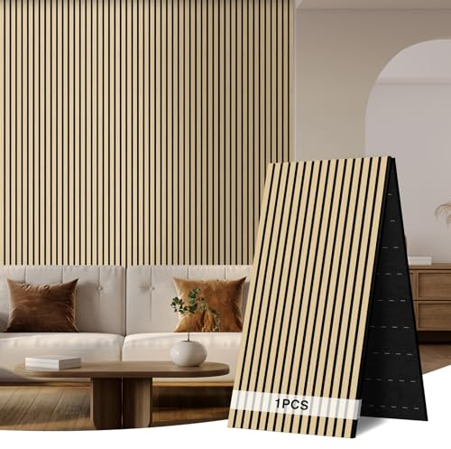 AKK-ART Acoustic Wall Panels 2400x600mm-1.44m² Folding Wooden Slat Wood Wall Panels,Decorative & Sound Absorbing Wood Acoustic Panels for Home Living Room Bedroom(Oak+L)