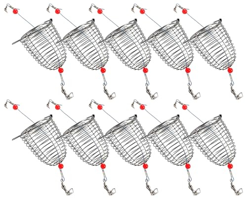 Watreketal 10 Inossidabile Alimentatore Inossidabile Esche A Gabbia da Pesca per Paniere Trappola per Alimentatore A Gabbia Esca Cestino Attrezzatura da Pesca Esterna Essenziale Essenziale
