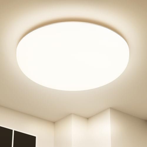 Plafon LED Techo, 36W 4500LM Lampara Techo, Plafones Para Techo LED Lámpara de Baño Impermeable IP54, Moderna Lamparas de Dormitorio Redonda Sin Marco de Estar Cocina Pasillo Sótano Oficina -4000K