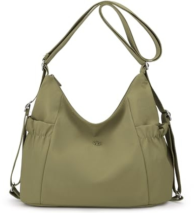 Wytidian Corduroy Tote Backpack Crossbody Bag for Women, Convertible Shoulder Bags Designer Handbag for College, Work (nylon-green)