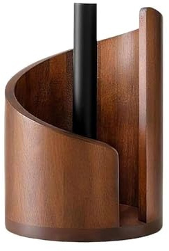 Porte-rouleau d'essuie-tout en bois massif – Support de rouleau de papier essuie-tout antidérapant pour cuisine, salle de bain, garde-manger (marron)