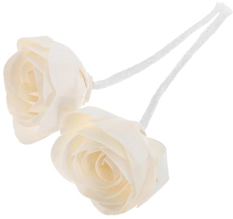 ERINGOGO Diffusore di Fiori a Rosa Stabilizzati 7 Cm con Bastoncini in Cotone Set da 2 Pezzi per Aromaterapia senza Fiamma Diffusore di Fragranze per Soggiorno Bagno Ufficio