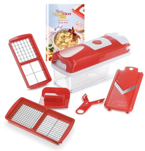 Genius Nicer Dicer Smart | 6 partes | Cortador de frutas y verduras | tirar dados | robar | cepillado | cortar | incluyendo folleto de recetas