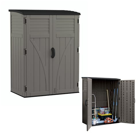 Suncast 54 Cu Ft Medium Vertical Storage Shed, Stoney, Made in USA