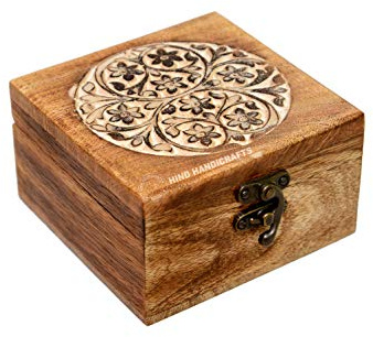 Antike, handgefertigte Holz-Urnen-Blumen-Gravur, handgeschnitzte Schmuckschatulle für Damen und Herren, Juwel | Heimdekor-Akzente | dekorative Boxen | Aufbewahrung & Organizer