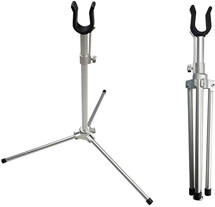 AMEYXGS Bogenschießen Recurve Bogenständer Falten Aluminiumlegierung Bogenständer zum Schießen (Silber)