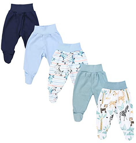 TupTam Baby Unisex Hose mit Fuß Bunte 5er Pack, Farbe: Junge 7, Größe: 56