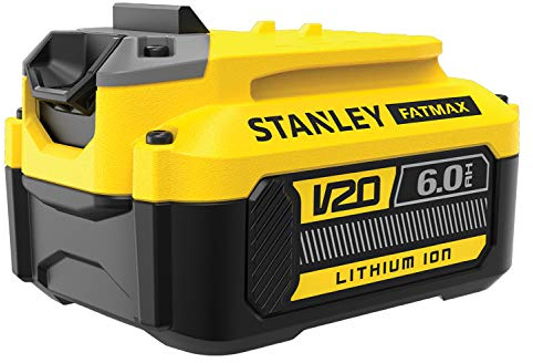 Stanley Batterie lithium ion 18V 6Ah, Gamme FATMAX V20, avec une technologie améliorée, SFMCB206-XJ Multicolore