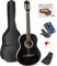 MAX SoloArt - 4/4 Akustik Gitarre für Anfänger Einsteiger Erwachsene - Akustikgitarre inkl. Tasche, Stimmgerät, Plektrum, Gurt und Zubehör - Acoustic, Konzertgitarre in Schwarz