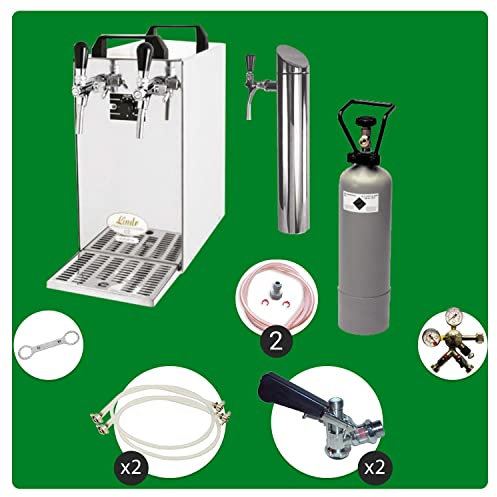 ich-zapfe Set completo per bancone inferiore, impianto di spillo, contatto 40, radiatore a secco a 2 conduttori, refrigeratore continuo, 50 litri/h, con colonna, Green Line, testa di spillo: cestello,