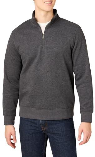 Amazon Essentials Herren Langärmliges Fleece-Sweatshirt Mit Viertelreißverschluss