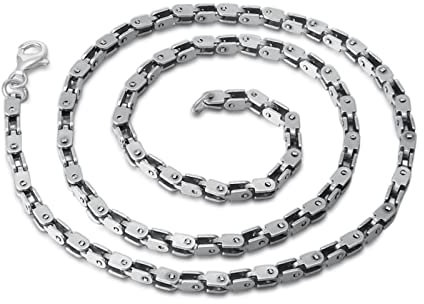 Bishilin Silber Kette 925 60CM Herren ohne Anhänger, 4MM Biker Gliederkette mit Karabinerverschluss Halskette Silber Partnerkette für Männer Jugend