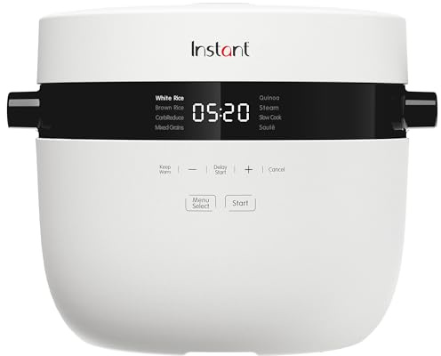 Instant Pot Reiskocher & Dampfgarer, 5L (20 Tassen) – Antihaft-Kochtopf, spülmaschinenfest, Dämpfeinsatz aus Edelstahl, Messbecher, Reislöffel – mit Schongarer- und Sauté-Funktion