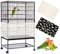 2Pcs Large Bird Cage Cover, Bird Cage Seed Catcher, Adjustable Soft Nylon Mesh Net with Daisy Pattern, Birdcage Cover Skirt Seed Guard for Parrot Parakeet Macaw Round Square Cages (White+Black)