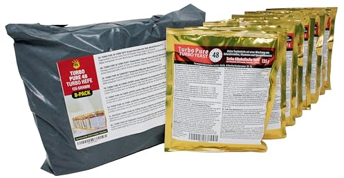 Prestige 48 h Turbo Pure Alkoholhefe 18%, 8er-Pack | edle Turbohefe | Gärhefe | Allzweckhefe für Heimbrauerei | Brauereihefe | Herstellung von hochprozentigem Alkohol
