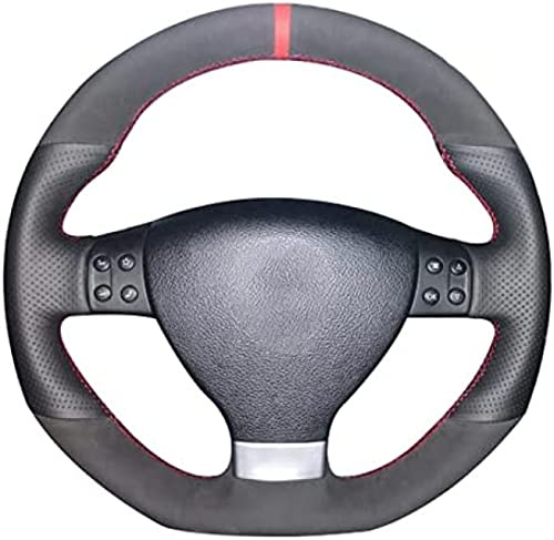 Handgenähter Auto-Lenkradbezug aus schwarzem Wildleder, für Golf 5 Mk5 GTI Golf 5 R32 Pa/ssat R GT 2005