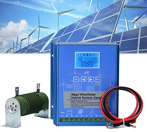 Oiyekntd 2000W Wind Solar Hybrid Ladung Controller, MPPT -Ladungscontroller, 24 V 48 V Automatisches Identifikationssystem für Lithium- und Blei -Säure -Gel -Batterie,48V-2000W