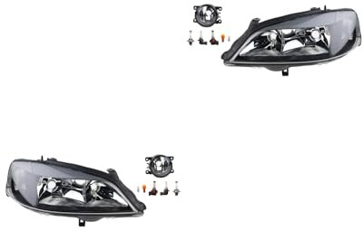 Johns, Scheinwerfer Satz Halogen Front passend für Opel Astra G 02/1998-01/2005 H7 HB3 Links & Rechts + Nebelscheinwerfer + Leuchtmittel