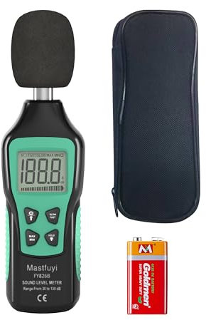 Dezibel-Messgerät, Digitaler Schallpegelmesser 30-130 dB(A), Tragbares SPL-Messgerät mit hintergrundbeleuchtetem LCD-Display, Audio-Lärm-Messgerät mit MAX/MIN, Data Hold, Taschenlampe Home Factory