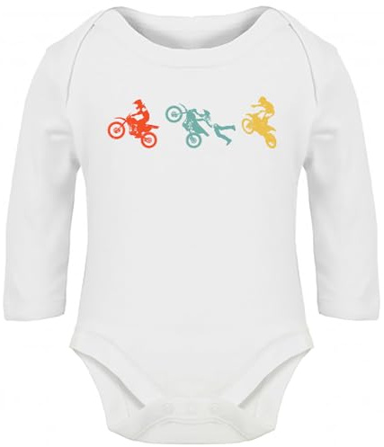 Hippowarehouse Vintage Motocross Dirt Bike baby vest bodysuit (long sleeve) boys girls