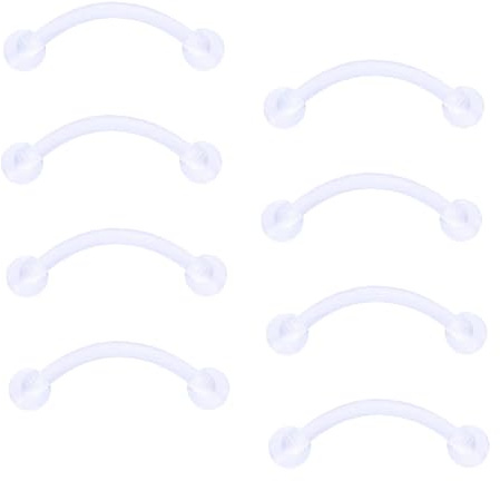 Gojewen 8pzs Plástico Curva Barbells para la Ceja Labio Daith Rook Hélix Septo Puente Ombligo Piercing 16G Transparente Plástico Acryilc Ceja Piercing 6mm