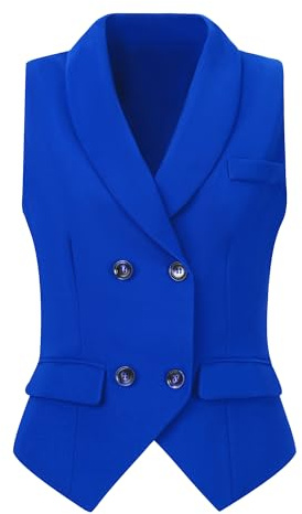 Allegra K Dressy Waistcoat Vest Décontracté Femme (lot de 1) | Double Boutonnage avec Col Châle Revers