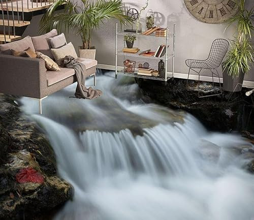 Benutzerdefinierte Selbstklebende Boden Wandtapete 3D Weißer Fluss, 430 * 300cm Bodenfliesen Aufkleber Wohnzimmer Studie Pvc Wasserdicht Tragen 3D Bodenbelag Tapete