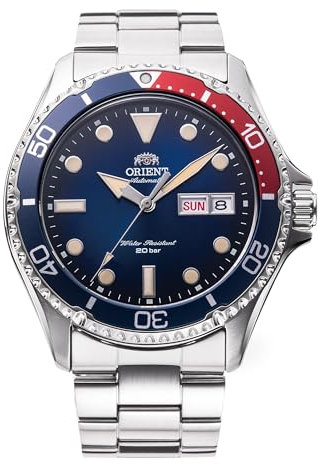 Orient Sports Kamasu V2 Graduate - Orologio Da Uomo Automatico a Carica Manuale Impermeabile Bracciale e Cassa In Acciaio Metallizzato Quadrante Blu - RA-AA0812L39B RA-AA0812L