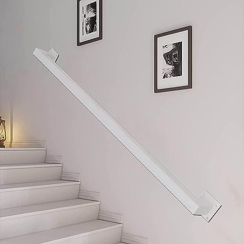 Weißer quadratischer Treppengeländer, Handlauf für Sicherheit im Innen- und Außenbereich, moderner Industrie-Stil, 2,5 m, Wandmontage, Treppengeländer, Haltegriff-Set