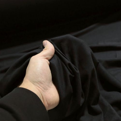 TOLKO 50cm Wolljersey für den Herbst | Weicher elastischer Wollstoff für Rock Blazer Jacke Umhang 150cm breit | Stoffe zum Nähen Jersey Stoff Meterware Kleiderstoff (Schwarz)