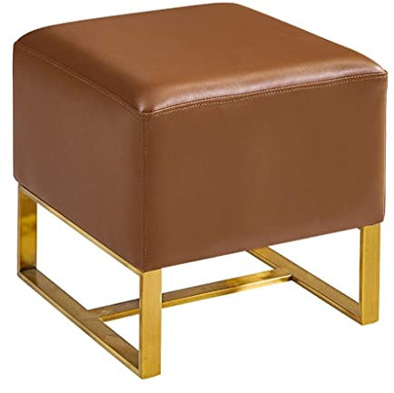 SZSXYBZ Fußstütze Ottomane Ottomane Fußhocker Nappa Kuhfell Fußhocker, Fußstütze Stuhl Home Office mit Edelstahlbeinen, Fußhocker für Sofas Wohnzimmer Schlafzimmer/E