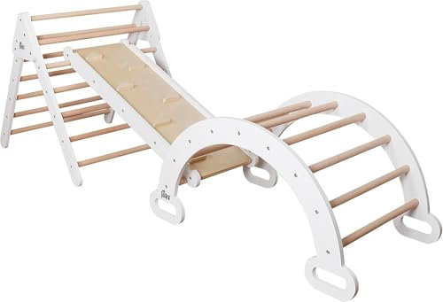 HYGRAD® Kids Montessori Climbing Frame Indoor Outdoor Pikler Climber Set of 3 Ramp Arch Mat Puzzle Climbing Gym Set Wooden For Ages 3 +