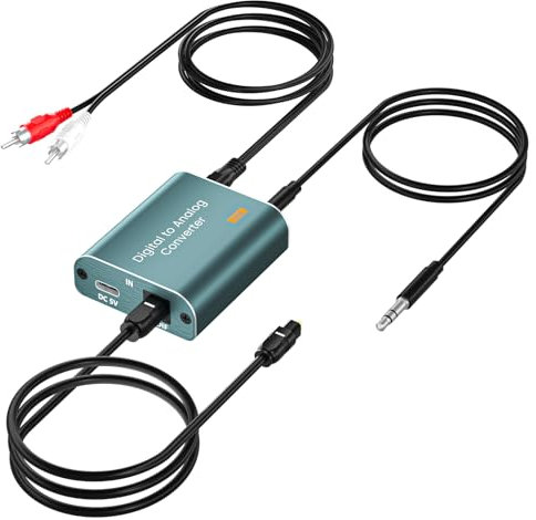 192KHz DAC Convertitore Audio Digitale Analogico Fibra Ottica Coaxial Toslink SPDIF a L/R Jack 3.5mmper Cuffie PS3 HDTV Blu RAY DVD Sky HD Fire TV Box