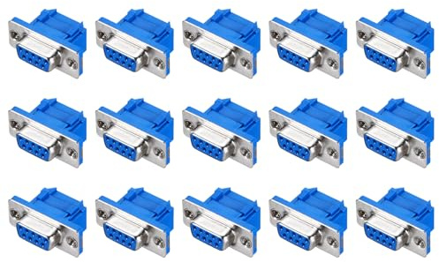 sourcing map D-sub Connector DB9 IDC Crimp Connector Female Socket 9-pin 2-Row Female Serial Port Terminal Breakout for Mechanical Equipment CNC Computers Pack of 15