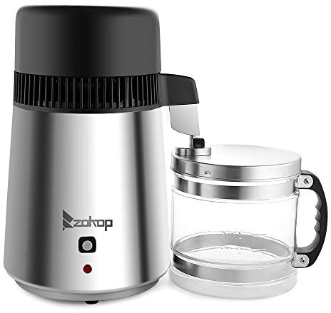Bonnlo 4L Water Distiller, Countertop Liquid Purifying Appliance w/Glass Container, All Stainless Steel Interior, Megahome Machine Purifier Filter for Home Use, 750W 220V, Silver