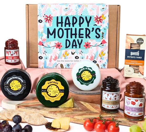 Mother’s Day Cheese, Chutney & Crackers Gift Box Hamper | Unusual Unique Present for Mum