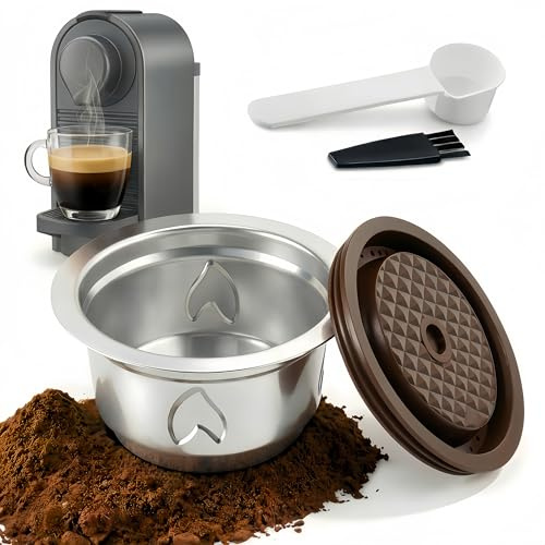 Reusable Coffee Pods for Nespresso Vertuo Machine (Compatible with Vertuo Next/Pop), 230ml Stainless Steel Refillable Coffee Capsule Set - Nespresso Accessories for Home & Office