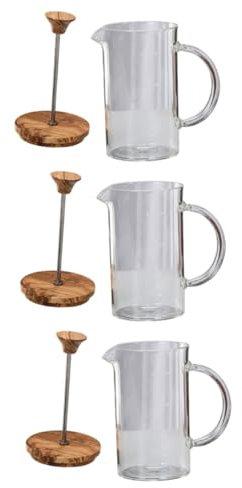 Warmhm 3 Pezzi Caffettiera Manuale Borosilicato con Pressione per Tè Design e Semplice per Amanti Del